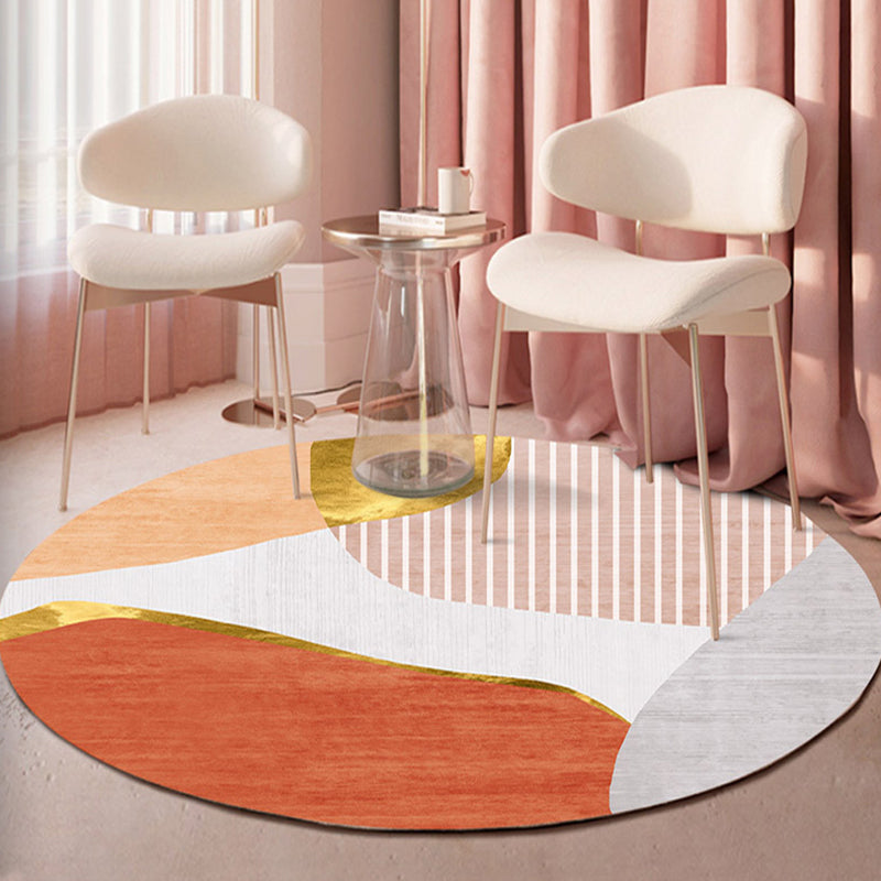 BowLift | Indoor Round Rug Multicolor Polyester with Color Block Design Pet-Friendly Novelty Style Rug