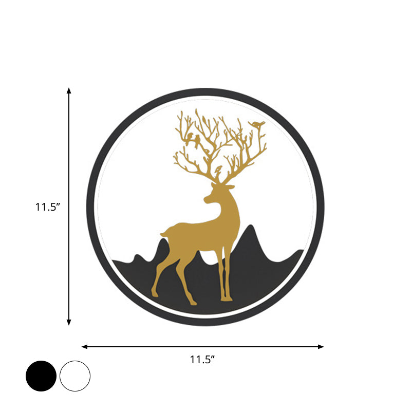 BowLift | Deer Wall Lamp Nordic Metallic Black/White-Gold LED Circle Wall Light in Warm/White Light for Bedroom