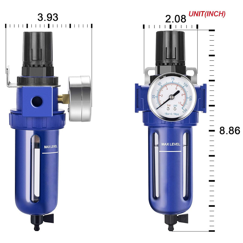 BowLift | 1/2" NPT Air Filter Regulator 5μm Compressor Air Dryer Zinc Alloy Pressure Regulator with Brass Element