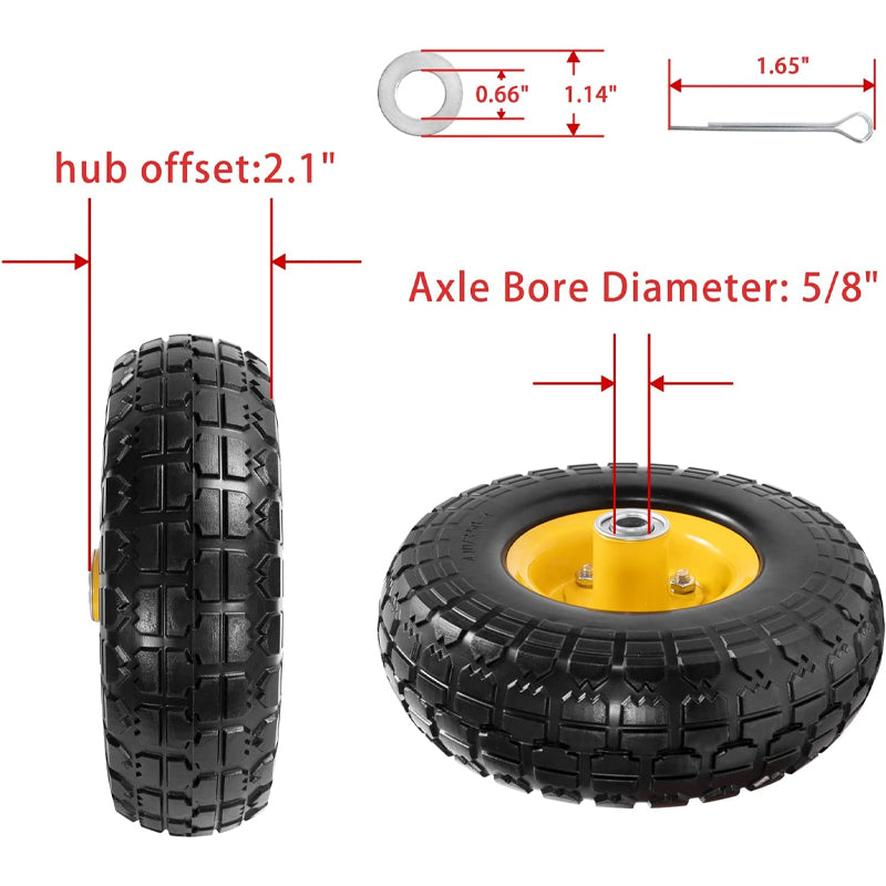 BowLift | 10" Solid Tire Wheel 220 lbs Dynamic Load 2pcs Wheels for Hand Truck Utility Cart Dollies Various Carts