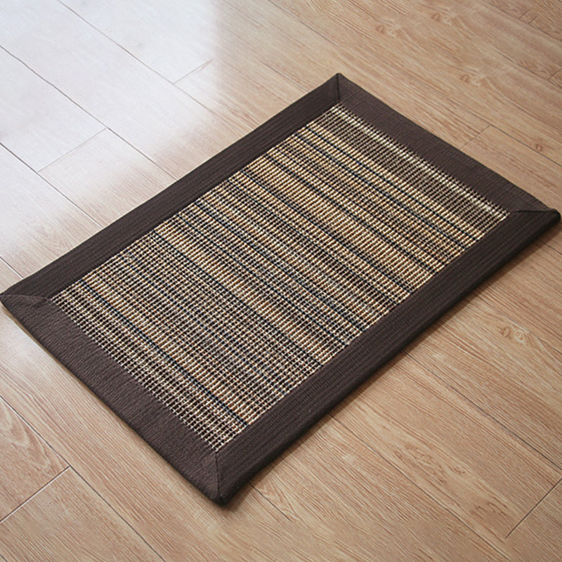 BowLift | Country Striped Pattern Rug Brown and Coffee Jute Rug Non-Slip Pet-Friendly Washable Area Rug for Study Room