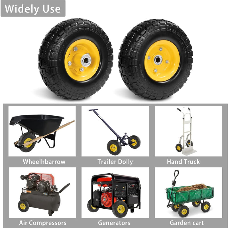 BowLift | 10" Solid Tire Wheel 220 lbs Dynamic Load 2pcs Wheels for Hand Truck Utility Cart Dollies Various Carts