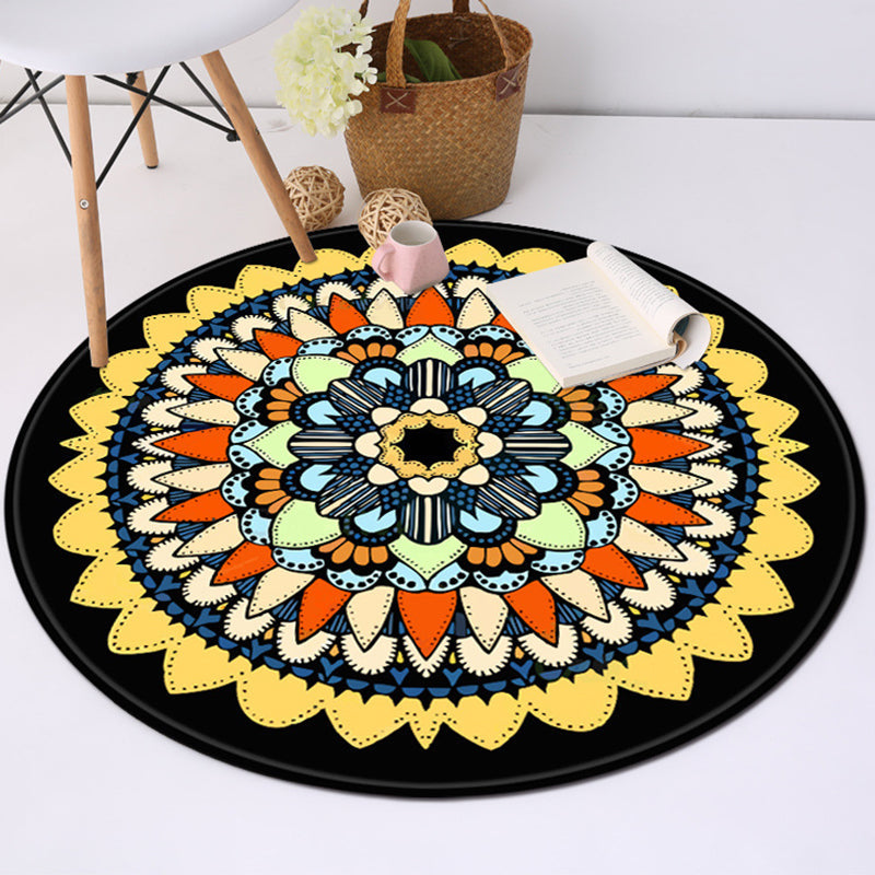 BowLift | Yellow and black Americana rug Polyester Southwestern rug non-slip backing rug for bedroom