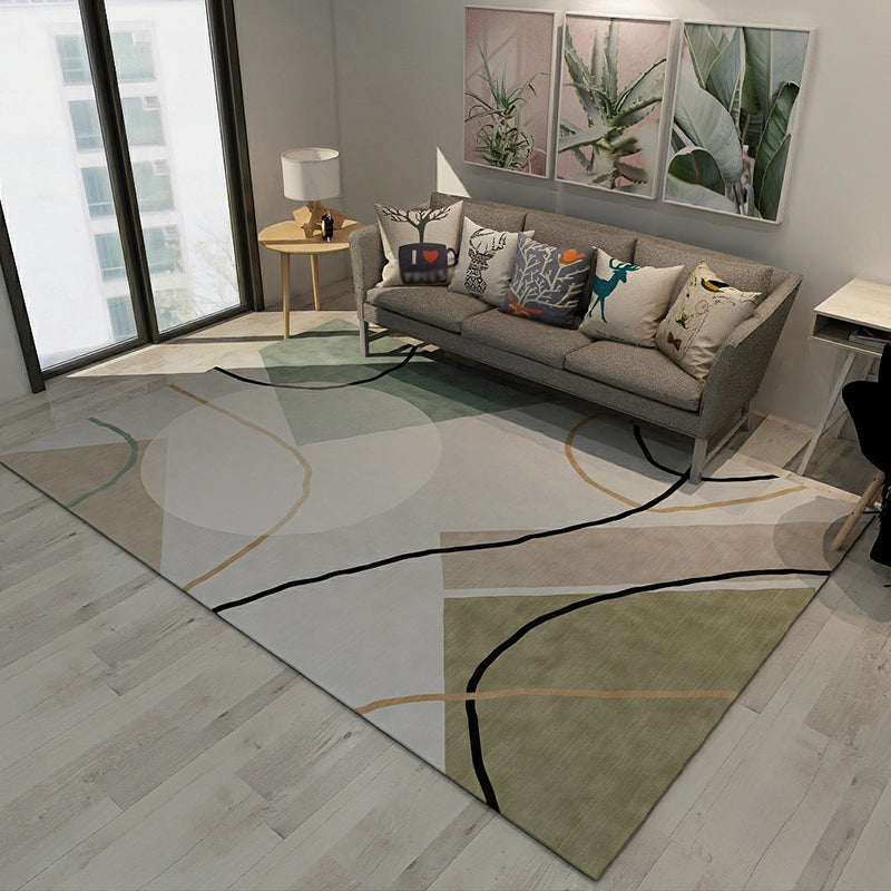 BowLift | Colorful Novelty Carpet Polyester Color Block Lines Pattern Carpet Washable Area Rug for Bedroom