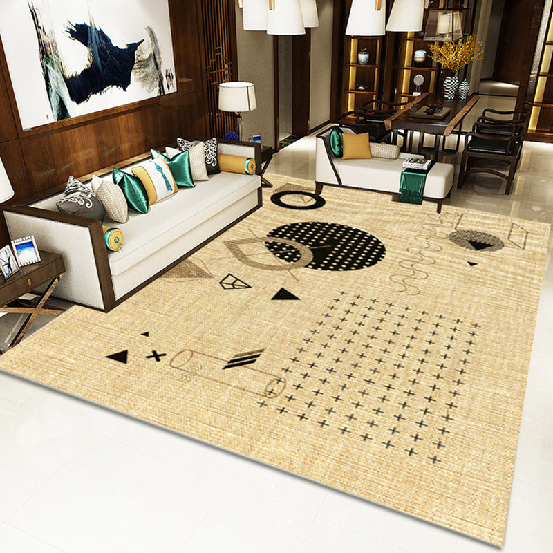 BowLift | Yellow Home Accessory Area Rug Novelty Geometric Jug Pattern Area Rug Polyester Washable Carpet
