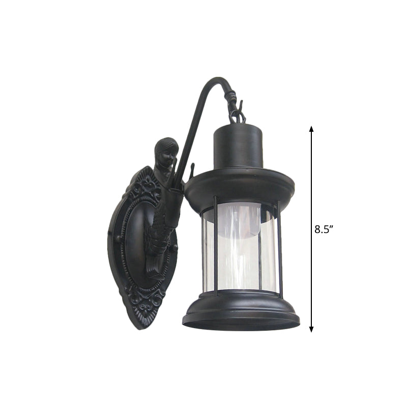 BowLift | Clear Glass Black/Bronze/Copper Wall Light Kerosene 1-Light Vintage Style Wall Lamp Light for Outdoor