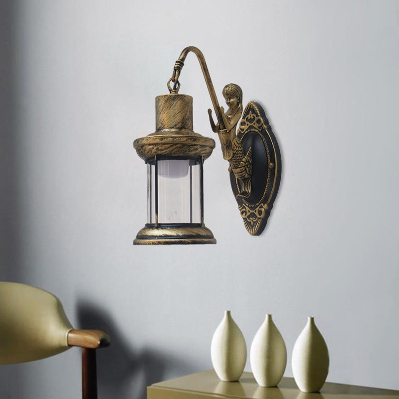 BowLift | Clear Glass Black/Bronze/Copper Wall Light Kerosene 1-Light Vintage Style Wall Lamp Light for Outdoor