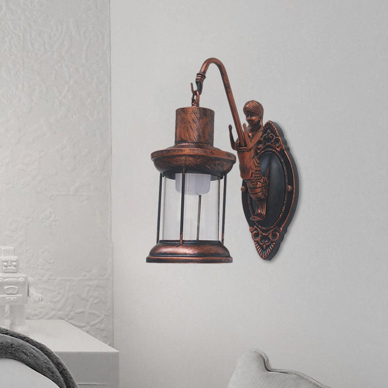 BowLift | Clear Glass Black/Bronze/Copper Wall Light Kerosene 1-Light Vintage Style Wall Lamp Light for Outdoor
