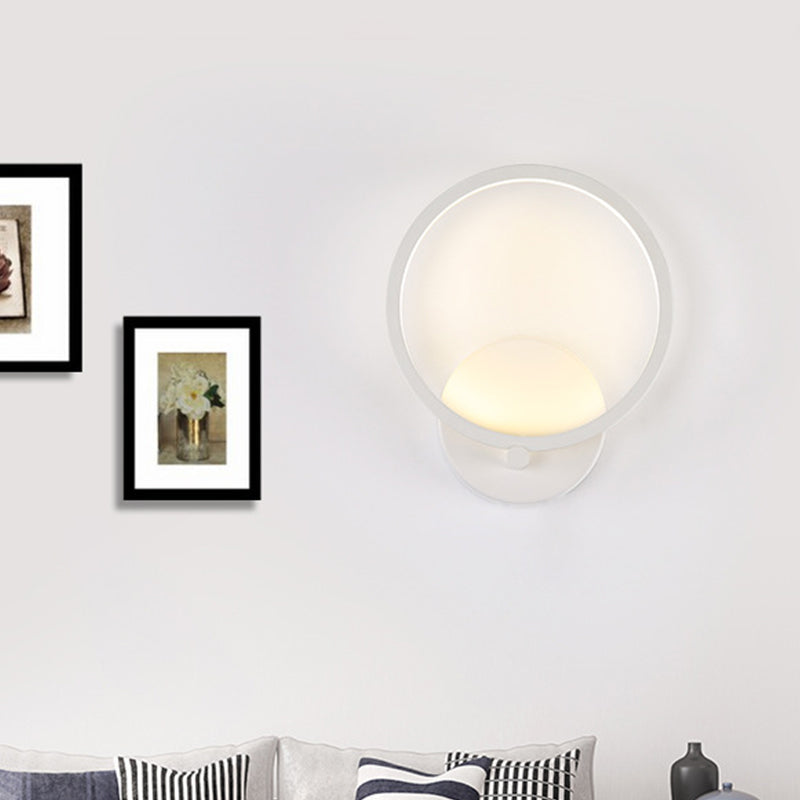 BowLift | White Circle LED Wall Lights minimalist acrylic wall-mounted lighting in warm/white light for hallway, 8"/10" B