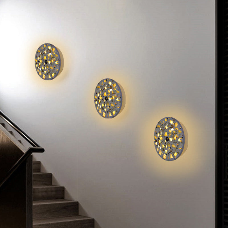BowLift | Terrazzo Disk LED Wall Light Art Deco Black/Red/Blue Flush Mount Wall Lamp for the Living Room