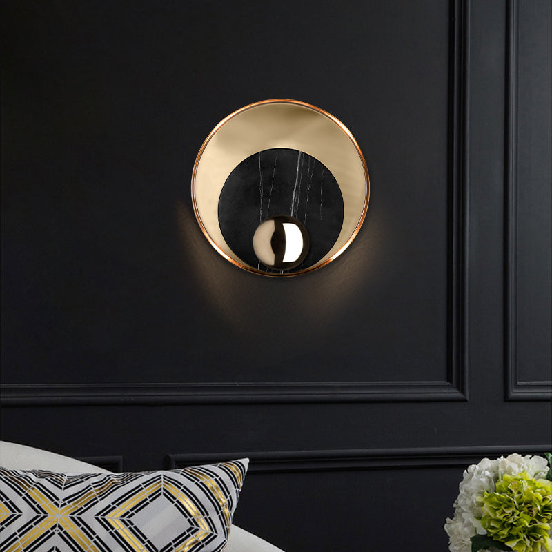 BowLift | Peacock Feather Wall Lantern Designer Marble Living Room LED Ceiling Light in Black/White and Gold