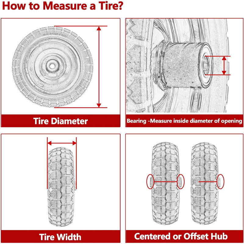 BowLift | 10" Solid Tire Wheel 220 lbs Dynamic Load 2pcs Wheels for Hand Truck Utility Cart Dollies Various Carts