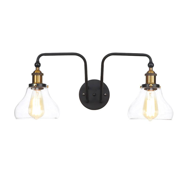 BowLift | Pears/Bubbles Indoor Wall Lamp Factory Clear Glass 2 Lights Wall Lamp Fixture in Black