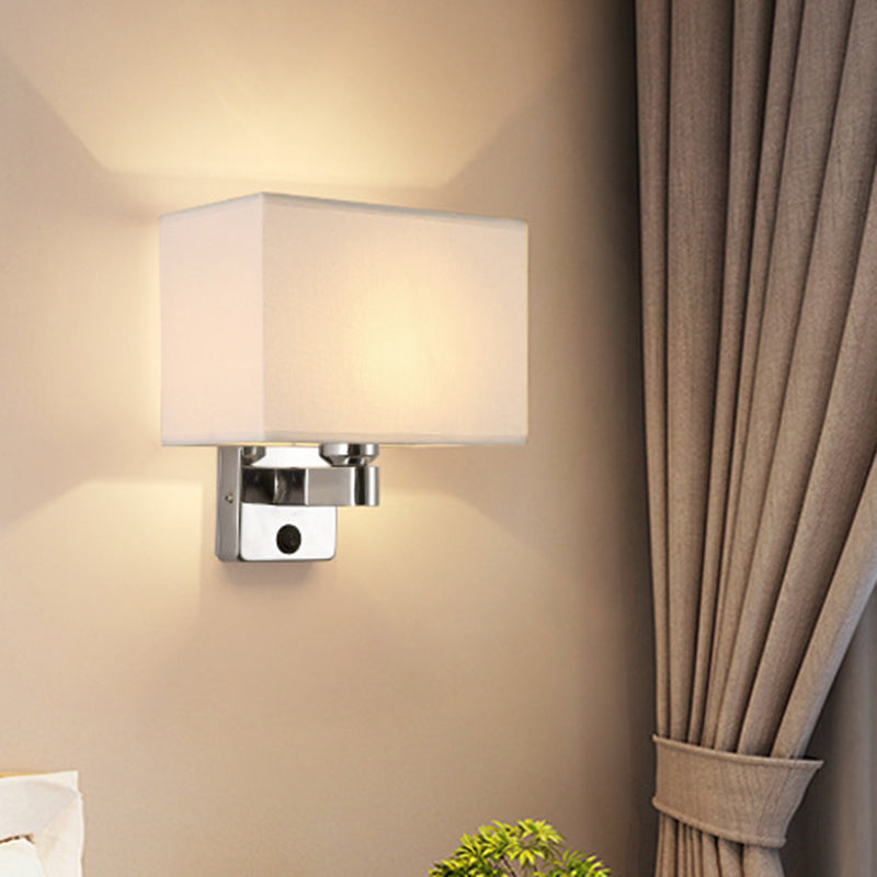 BowLift | 1-Light Bedroom Wall Lamp Nordic Black/White/Beige and Chrome Wall Light with Oval/Square Fabric Shade