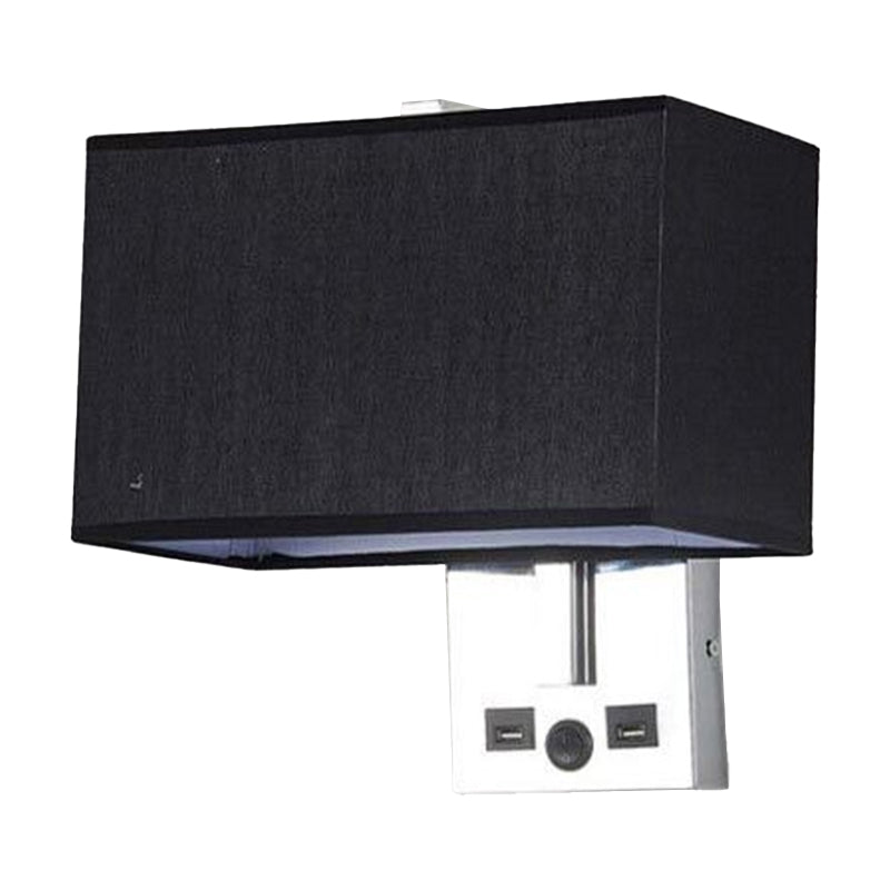 BowLift | Fabric Rectangle Wall Light Kit Minimalist Single-Bulb Beige/Black/White Wall Lamp with USB Port