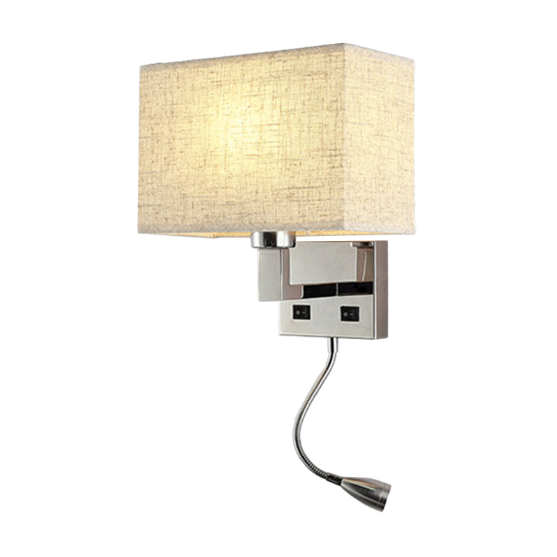 BowLift | Fabric Cuboid Wall Light Kit Minimalist 1-Light White/Beige Spotlight Wall Lamp with Charging Port