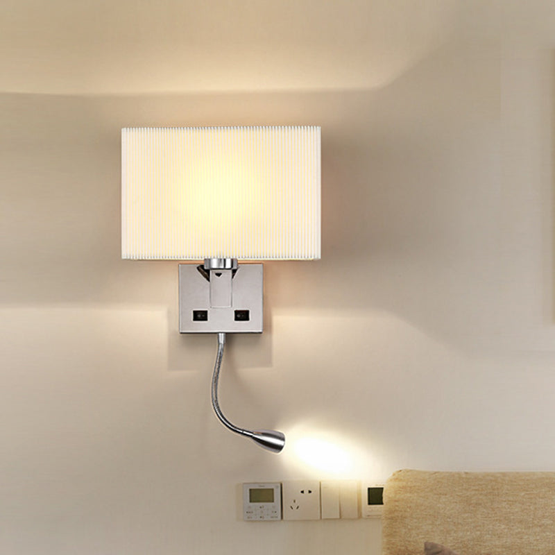 BowLift | Fabric Cuboid Wall Light Kit Minimalist 1-Light White/Beige Spotlight Wall Lamp with Charging Port