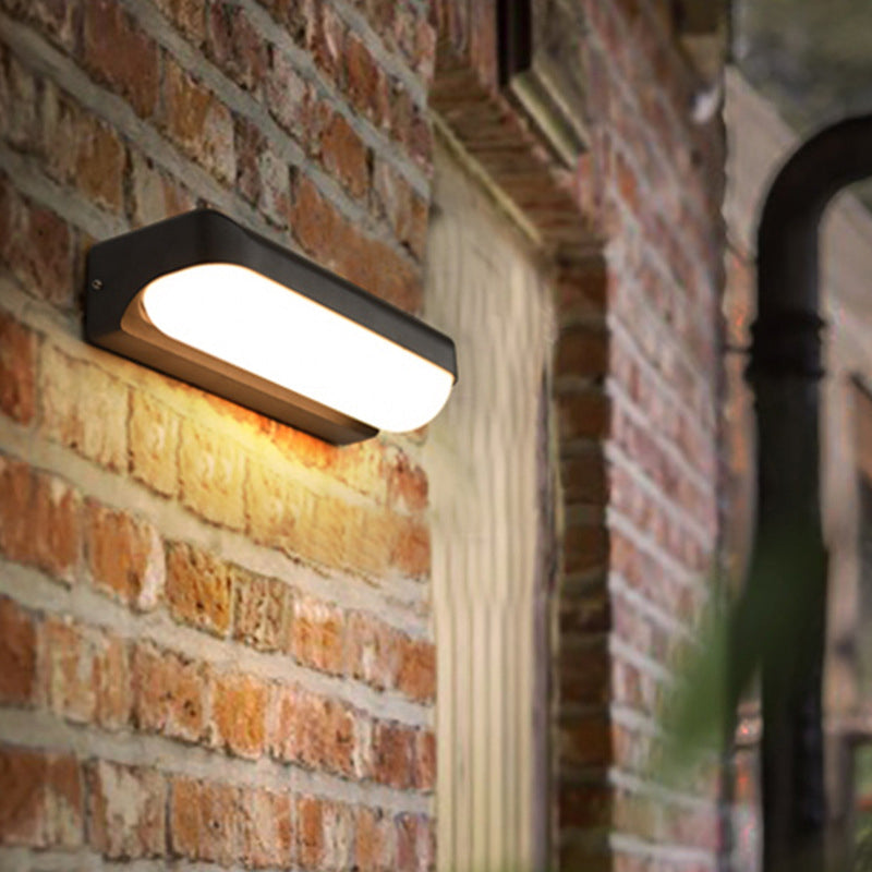 BowLift | Capsule Flush Wall Lamp Modern Acrylic 1/2-Ball Door Mounted Lamp in Black