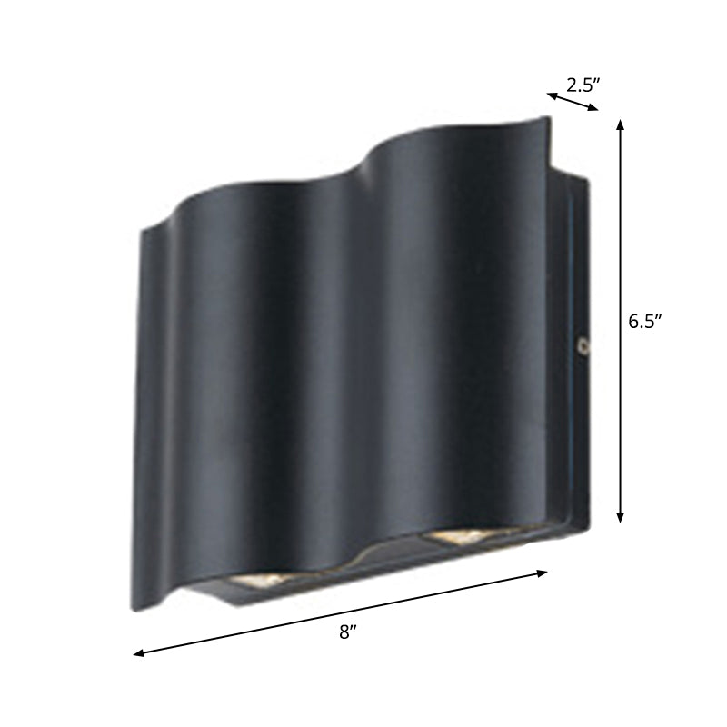 BowLift | 2/4/6-Light Patio LED Wall Light Modern Black Surface Mounted Wall Light with Wavy Metal Shade, Warm/White Light