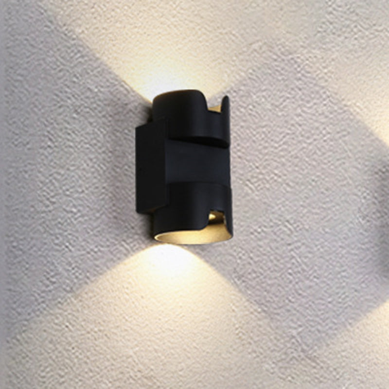 BowLift | Patio LED Ceiling Recessed Wall Lamp Simple Black Up Down Light with Cylinder Metal Shade