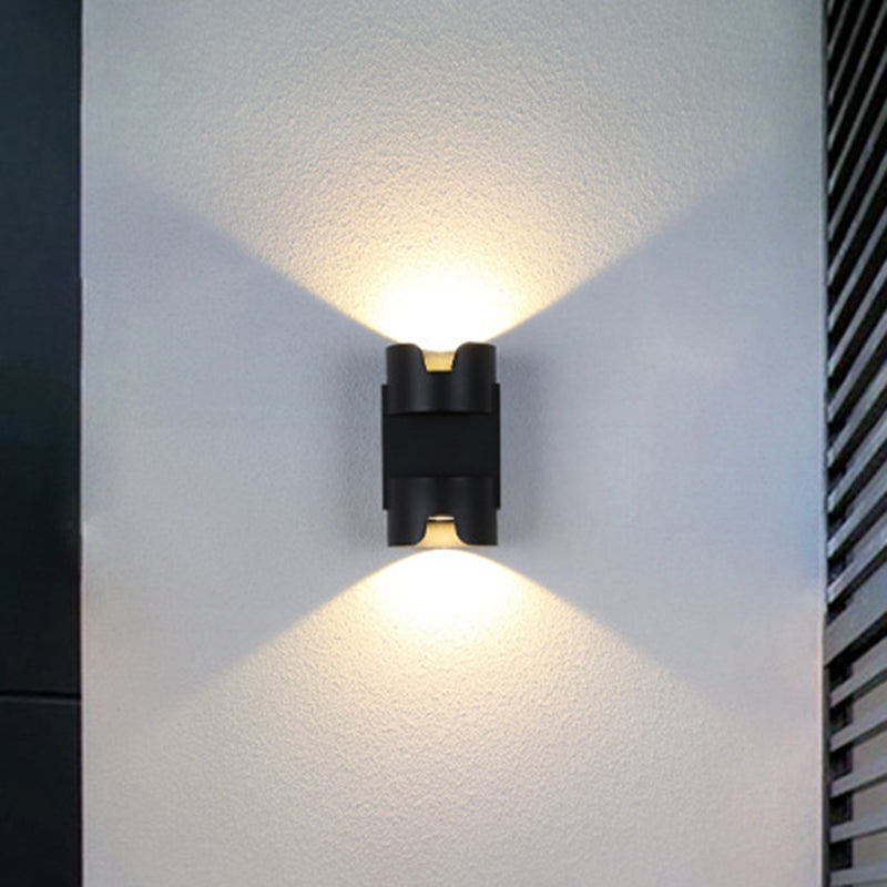 BowLift | Patio LED Ceiling Recessed Wall Lamp Simple Black Up Down Light with Cylinder Metal Shade