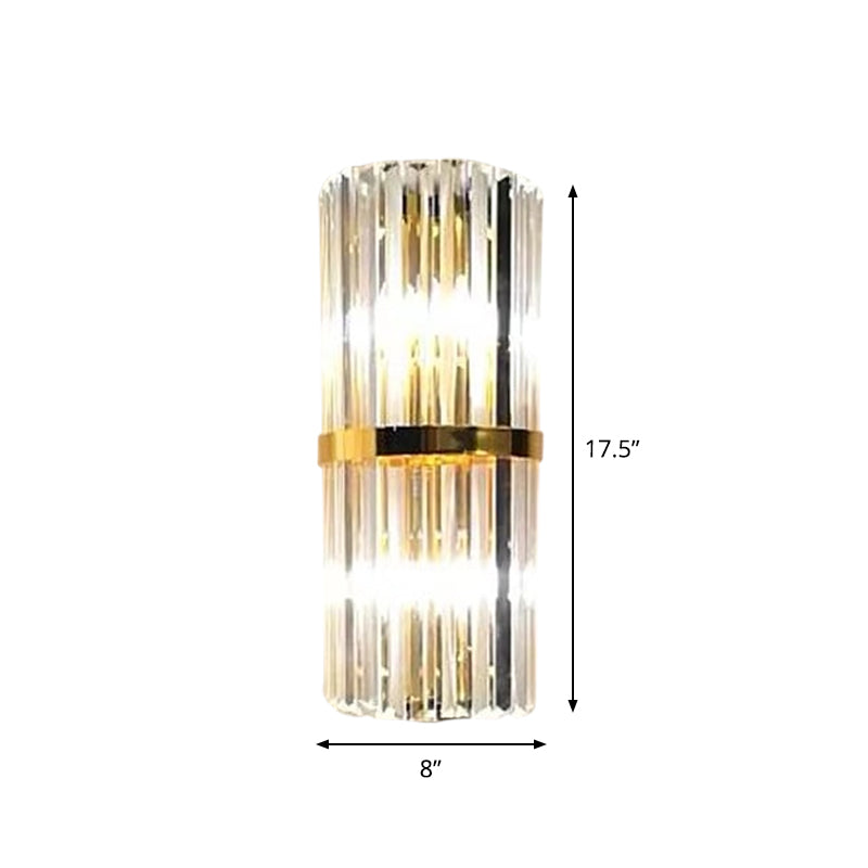 BowLift | 1/2/3-Bulb Living Room Wall Light Modern Gold Wall Light with Flute/3-Tier/Cylinder Crystal Shade