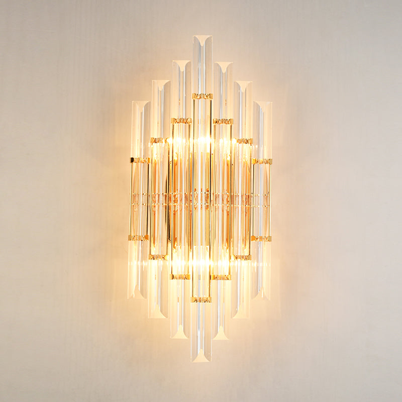 BowLift | 1/2/3-Bulb Living Room Wall Light Modern Gold Wall Light with Flute/3-Tier/Cylinder Crystal Shade