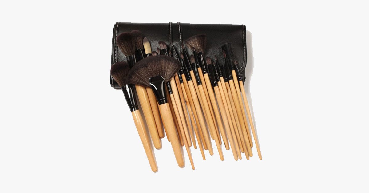 BowLift | Professional Makeup Brush Set with 32 Brushes and 1 Bag - Brown