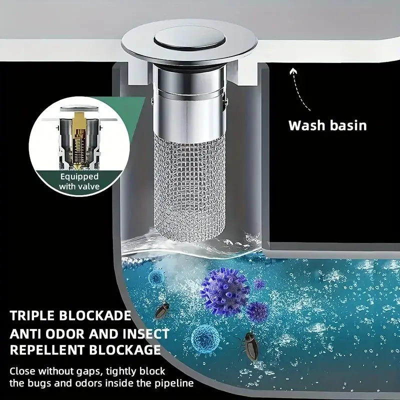 BowLift | Stainless Steel Pop-Up Drain Strainer for Effortless Clog Prevention