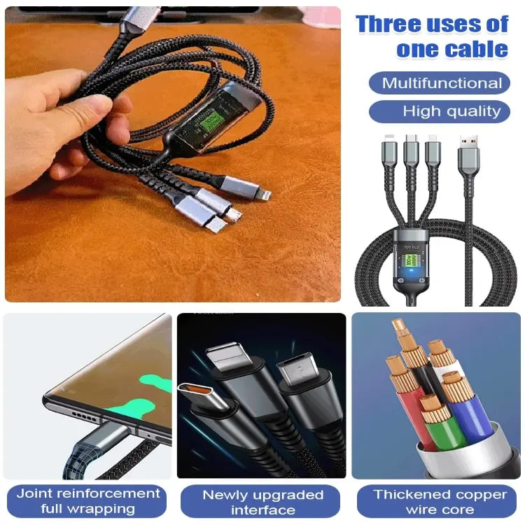BowLift | 3-in-1 Quick Charging Cable with LED Display