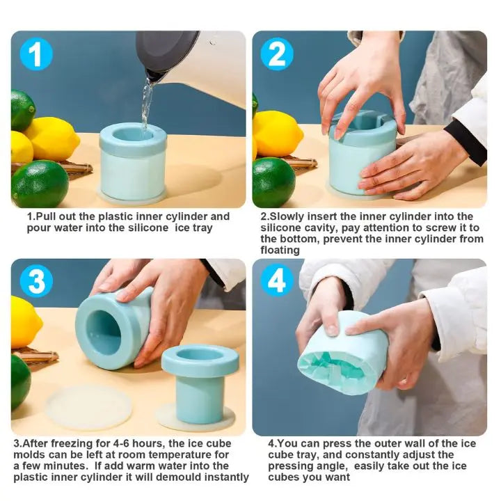 BowLift | Cylindrical Ice Cube Tray made of Silicone – 60 Mini Cubes for Drinks