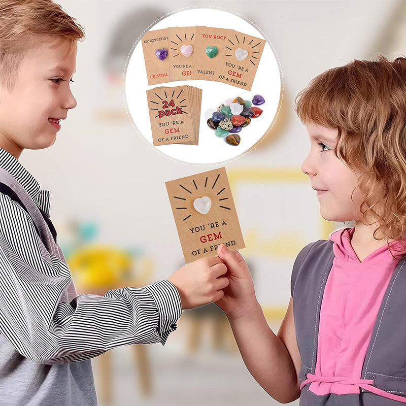 BowLift | 24-pack Valentine's Day cards with heart-shaped crystals