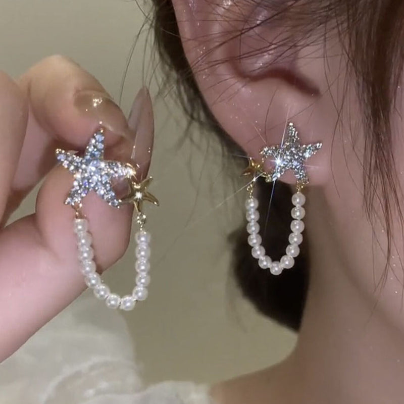 BowLift | Diamond Starfish Pearl Earrings