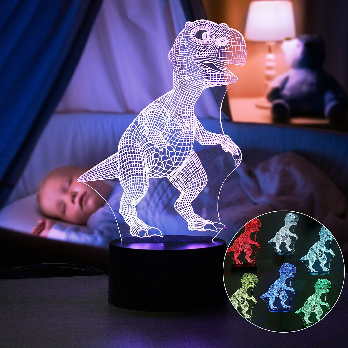 BowLift | Dinosaur Night light - 3D Dinosaur Light - T Rex Night Light