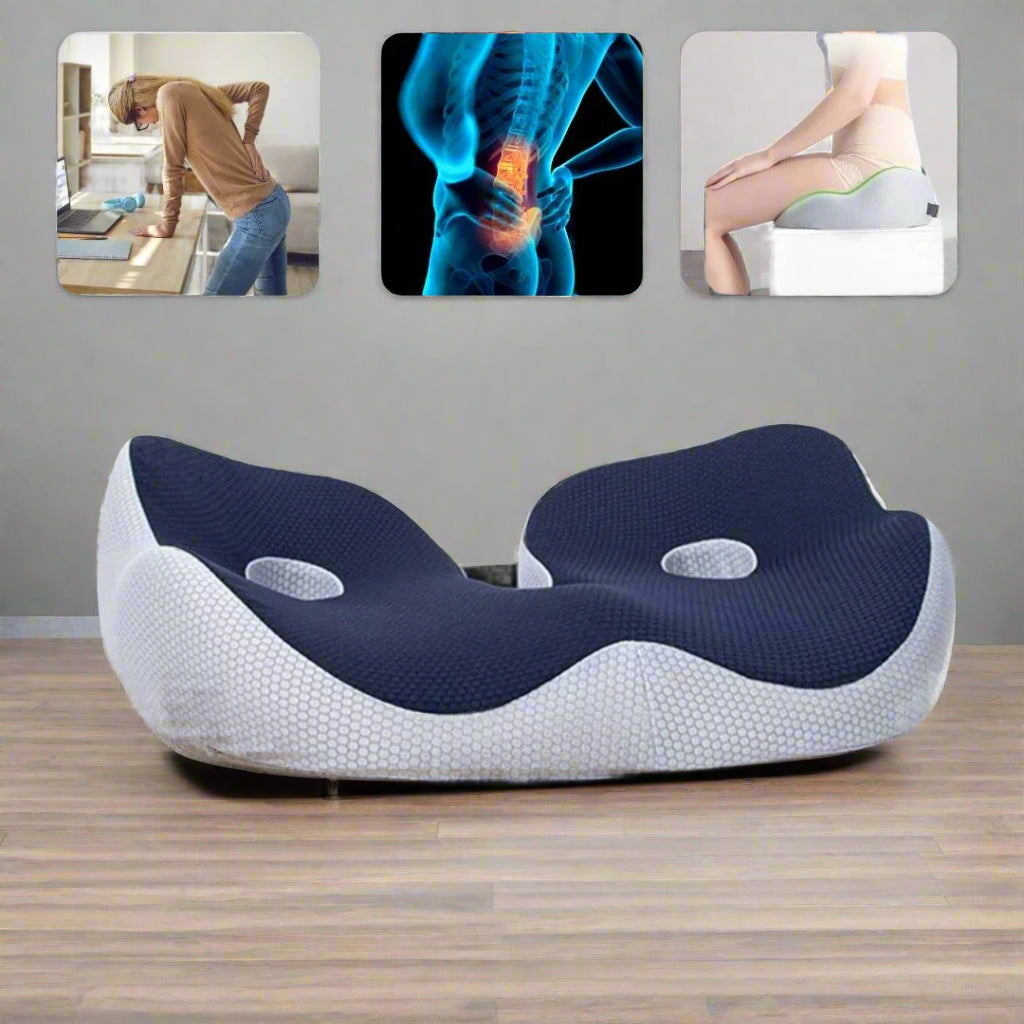 BowLift | Adjustable Memory Foam Seat Cushion for Sit Bone Relief | Ergonomic Design for Office Chair and Car Use