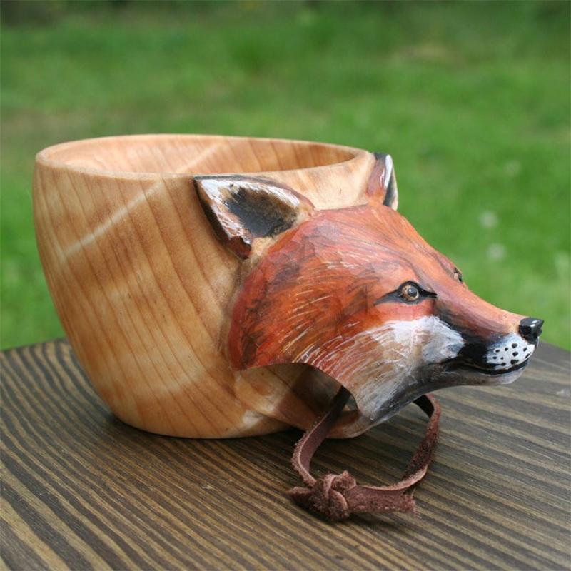 BowLift | Hand-carved Animal Head Wooden Cup