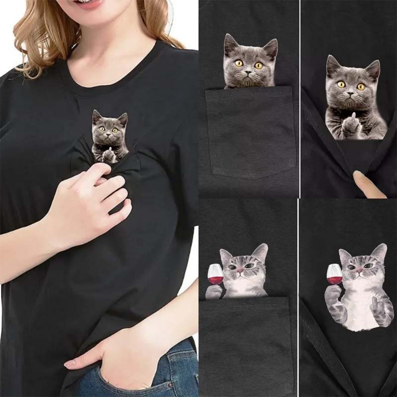 BowLift | Pockets Middle Finger Cat T-Shirt