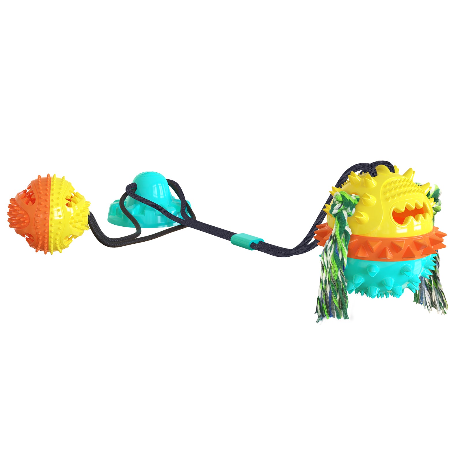 Enhanced Suction Cup Rope Ball Type B – Double Ball Chew Toy for Dogs
