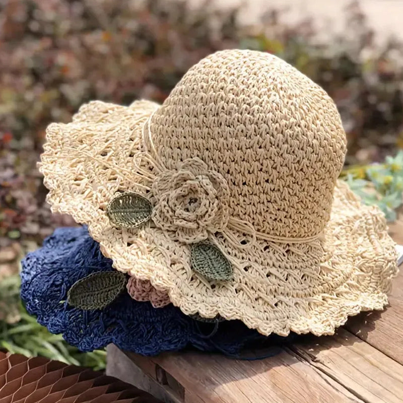 BowLift | Elegant Crochet Straw Hat with Ruffle Detail