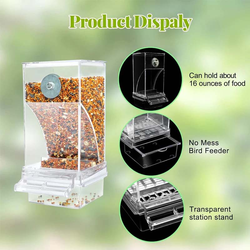BowLift | Automatic transparent bird feeder without spills