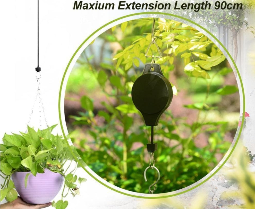 BowLift | Retractable hook for garden baskets, flower pots, bird feeders, etc.