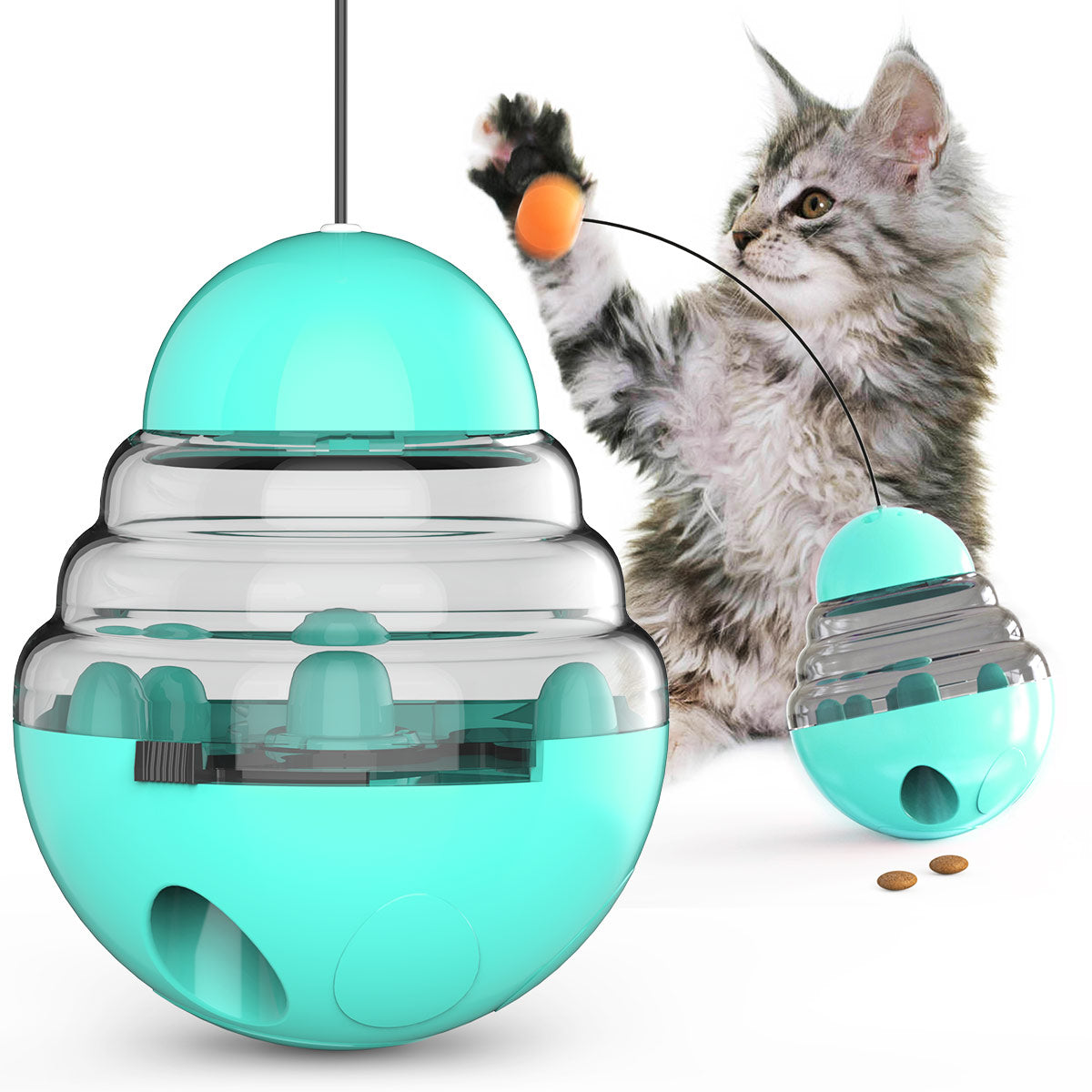 Wobble Food Teaser – Interactive Feeder Ball & Stick for Cats