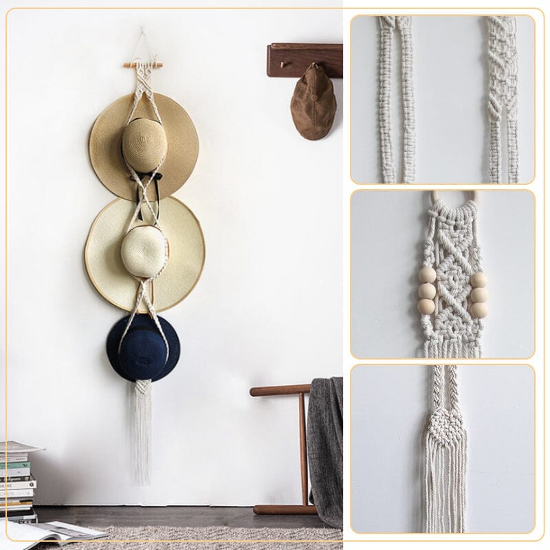 BowLift | Handmade Linen Decorative Boho Hat Rack For Wall Hanging