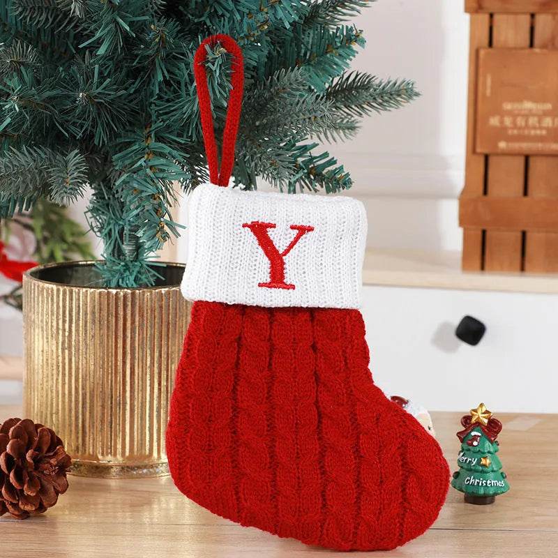 BowLift | Cute Letters Christmas Stockings Decorative Creative Tree Pendant Wool Knitted Socks