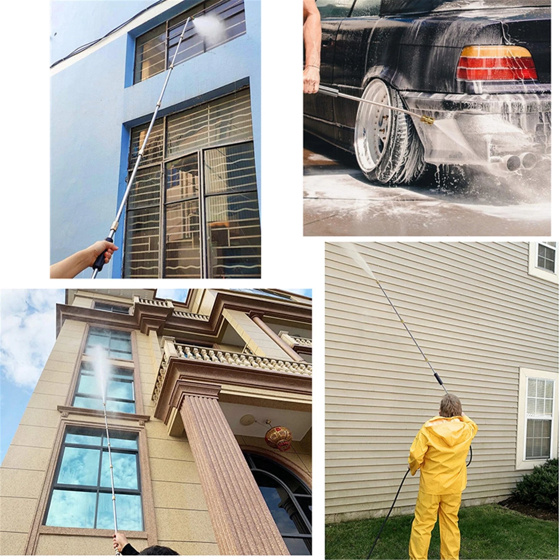 BowLift | 4000 PSI Telescoping High Pressure Washer Wand Set for Gutter & Roof Drainage & Walls Cleaning