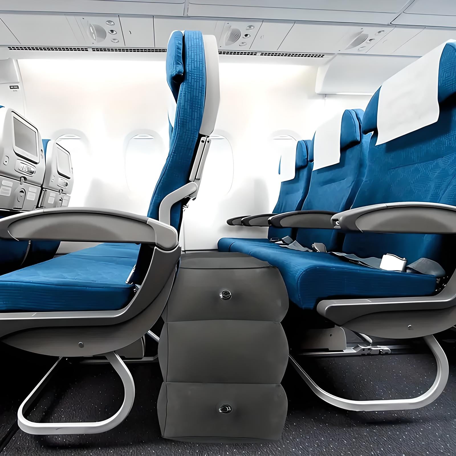 BowLift | Inflatable Travel Footrest | Ergonomic, Adjustable Height & Compact for Planes, Trains, Buses & Office Use