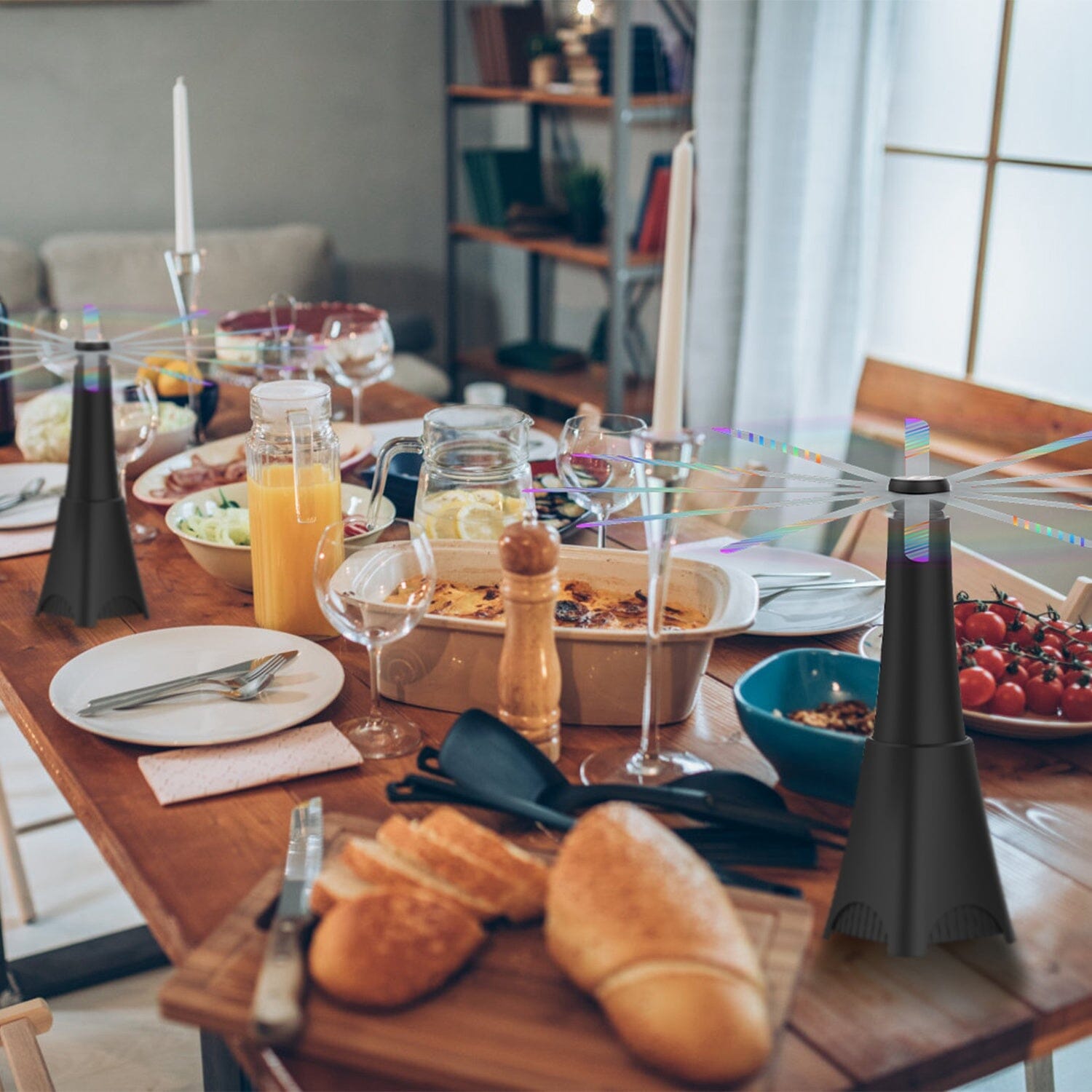 BowLift | 2-pack: Carrying fan with reflective fly repellent, rechargeable battery operated