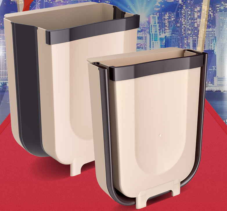 BowLift | Foldable Kitchen Cabinet Door Hanging Trash Bin, with Garbage Bag Fixing Strap and Strong Load-bearing Capacity, for Kitchen, Bathroom, Car and More