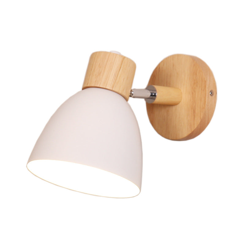 BowLift | 1 Light Corridor Wall Lamp Fixture Macaron Wooden Wall Mounted Lamp with Dome Aluminium Shade