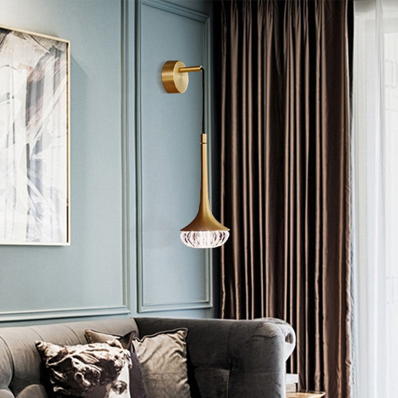 BowLift | Clear Textured Glass Flared Wall Light Sconce Modern 1 Bulb Wall Mounted Lighting for Living Room